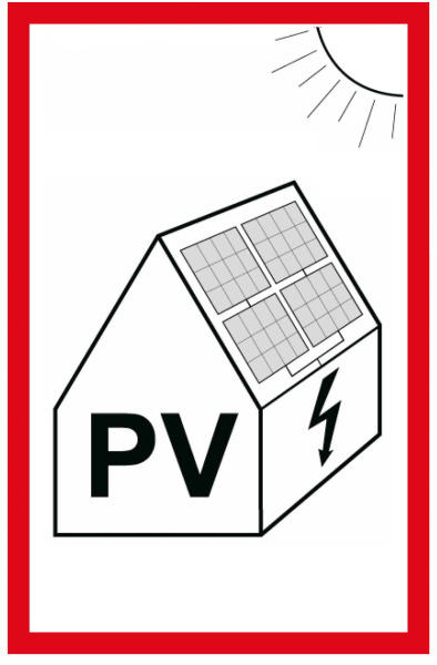 Aufkleber Vorsicht Photovoltaik - Zweiseitige Spannung, Aufkleber, Feuerwehrzeichen, Brandschutz, Schilder und Kennzeichnungen